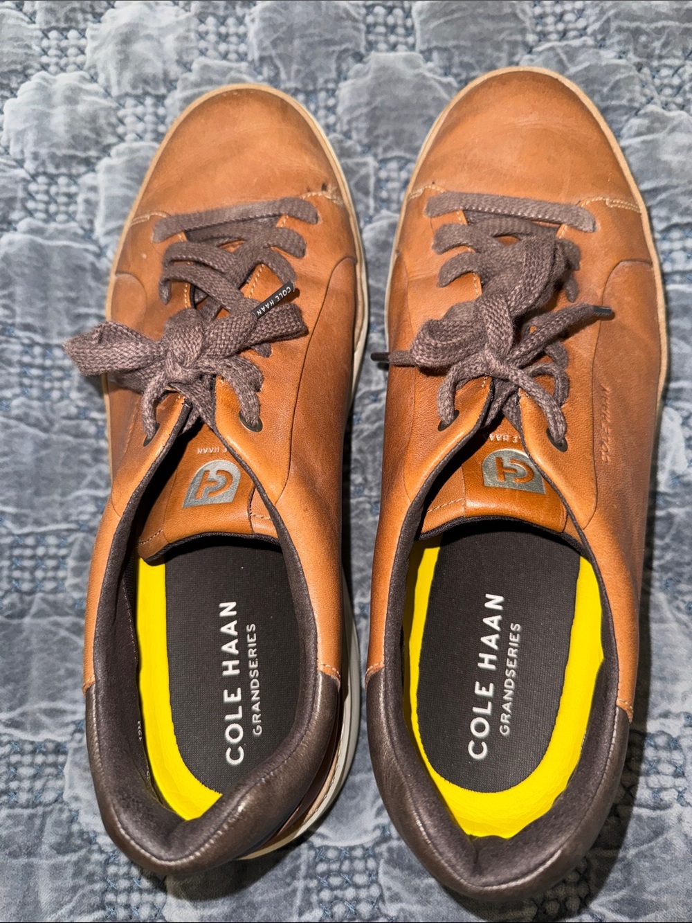 Cole Haan Men's Brown Leather Sneakers with Gray Laces - Size 12